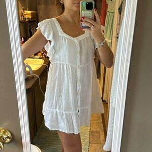 Zara linen button down babydoll dress